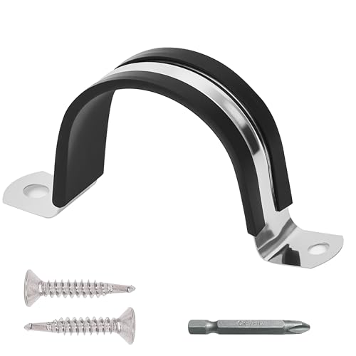 Oovivat Pipe Clamps NPS 1-1/2 Inches （Φ48MM）- 304 Stainless Steel & Rubber Li...