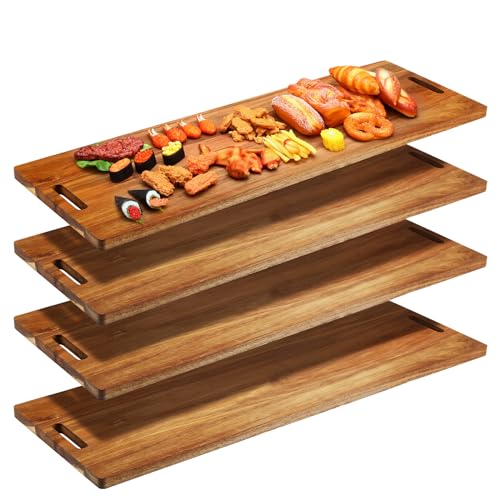 Skylety 4 Pieces 35.4" Acacia Wooden Cheese Serving Board with