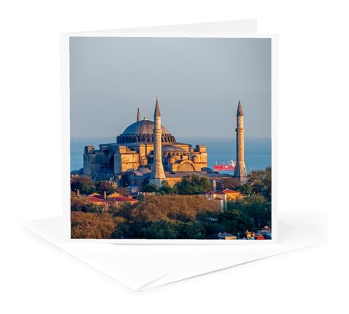 3dRose Hagia Sophia Church,Museum,seen from Galata Tower, Istanbul, Turkey 1 Greeting Card with envelope