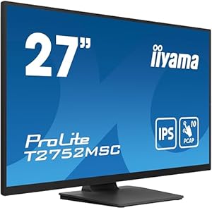iiyama Prolite T2752MSC-B1 68.6cm 27" IPS LED Monitor FullHD 10 Punkt Multitouch optisch gebondet kapazitiv HDMI DP USB3.2 7H Anti-Fingerprint schwarz
