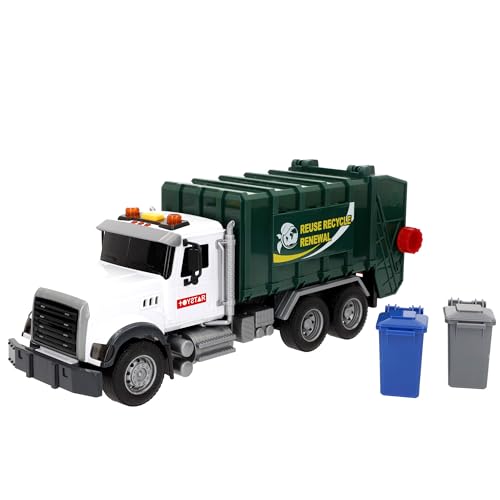 ColorBaby Speed & Go Camión de Reciclaje Juguete, con Luces y Sonidos, Fricción, Incluye 2 contenedores, Interactivo, Sistema de fricción, Escala 1:14, Coches para niños a Partir de 3 años (39056)