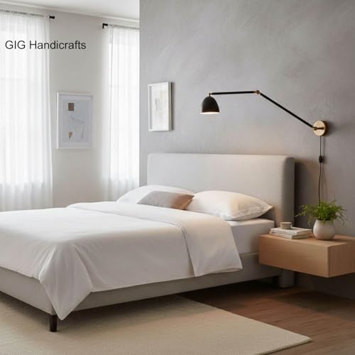 Image of GIG Handicrafts Lighting fixtures Mounted on the wall Study, Living Room, and Bedroom Industrial Sconce, E27 Base Antique wall lamp with Antique Swing Movement arm, Black