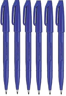 Pentel Blue Original Sign Pen S520 Fibre Tip Marker Pens Colour Fineliner 2mm Nib 1mm Line Width (Pack Of 6)