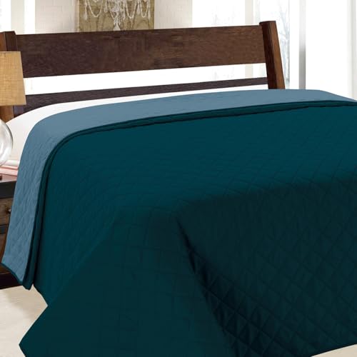 Euromat Tagesdecke Steppdecke Bettüberwurf (Ohne Kissenbezüge) Größe: 220x240 cm (Dunkel Türkis Blau- Vigo 010)