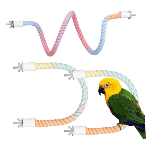 Perchoir corde coton perroquet perruche flexible station debout cage oiseau multicolore