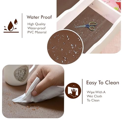 Image of Crasts Multipurpose Super Strong EVA Anti-Slip Kitchen Mats for Cupboard | Washable Shelf Liners for Kitchen Shelves, Cabinet Placemats (Brown, 45W x 300L cm (3L m))
