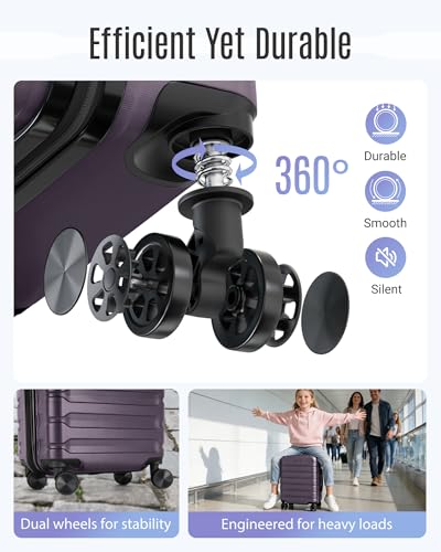 Image of LIGHT FLIGHT Carry On Luggage 22x14x9 Airline Approved, Expandable Carry On Suitcases with Wheels, Lightweight Luggage, Durable Hard Shell 20 Inch Rolling Suit Case for Men Women Travel, Lilac Purple