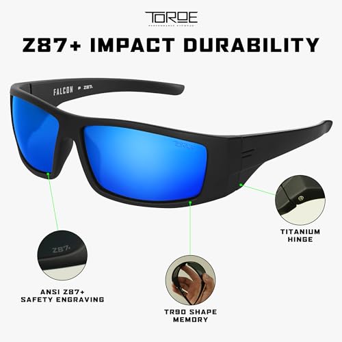 Image of TOROE z87+ Safety Polarized Wrap Around FALCON Sunglasses Tr90 Frame, Anti Scratch Lenses