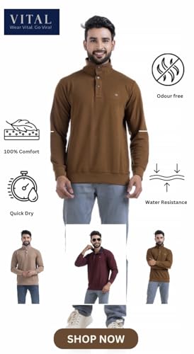 Image of Men's Sweat Shirts with Zippered, Full Sleeves Solid /Relaxed & Regular Fit Pure Cotton Sweater /Comfortable and Casual Winter Wear for College, Office