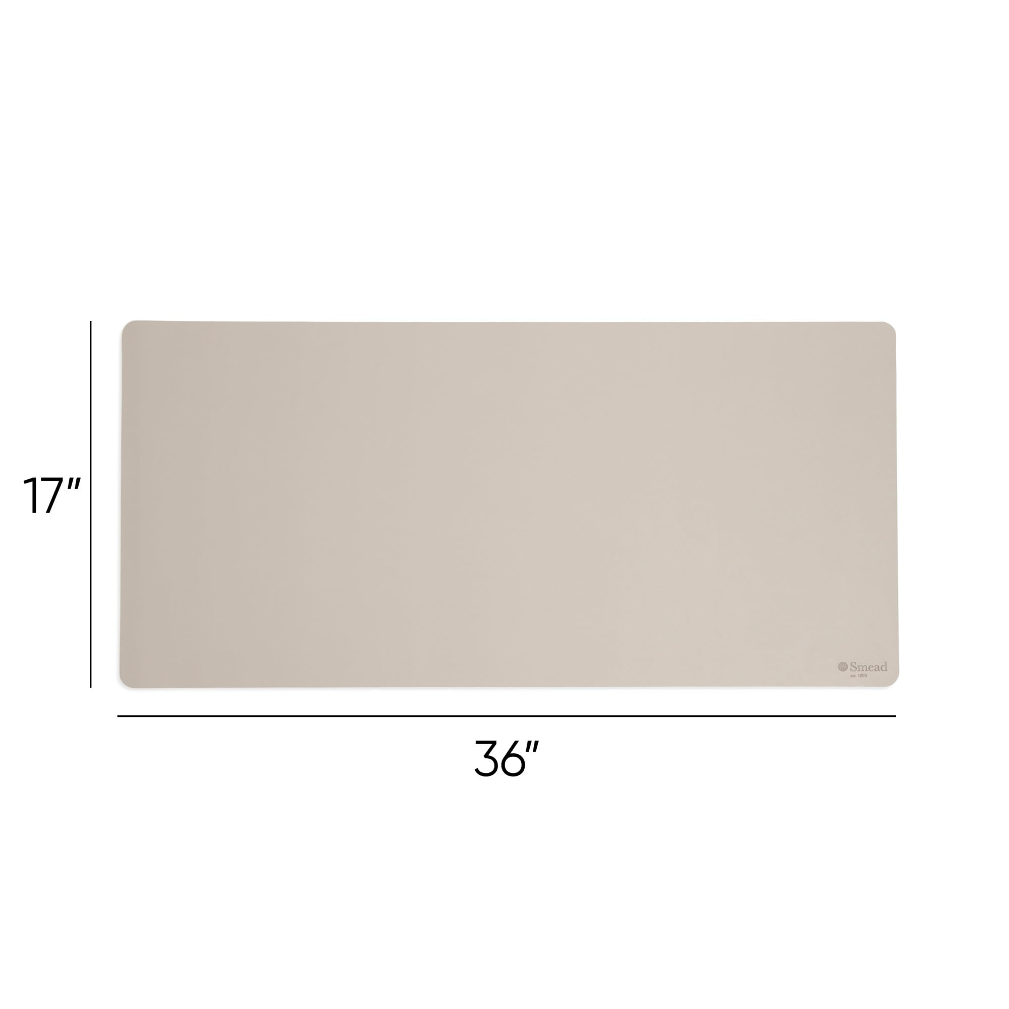 Smead Schreibtischunterlage, veganes Leder, Schreibtischunterlage mit rutschfester Unterseite aus Wildlederimitat, perfekter Schreibtisch-Organizer für Bürodekoration, 91,4 x 43,2 cm groß, Sandstein