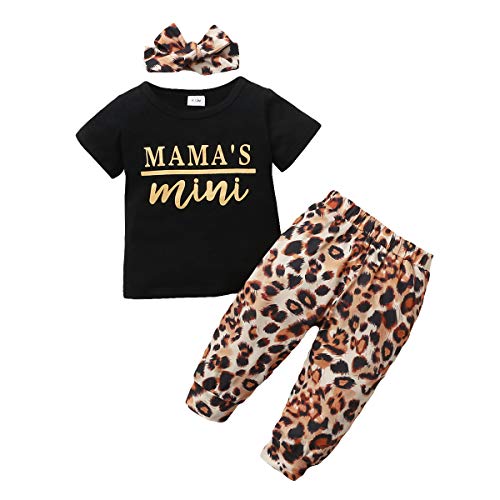 WESIDOM Baby Girl Clothes,Hooded Long Sleeve Printed Leopard Pants Headband Sweatshirt Toddler Outfit Clothing Sets 