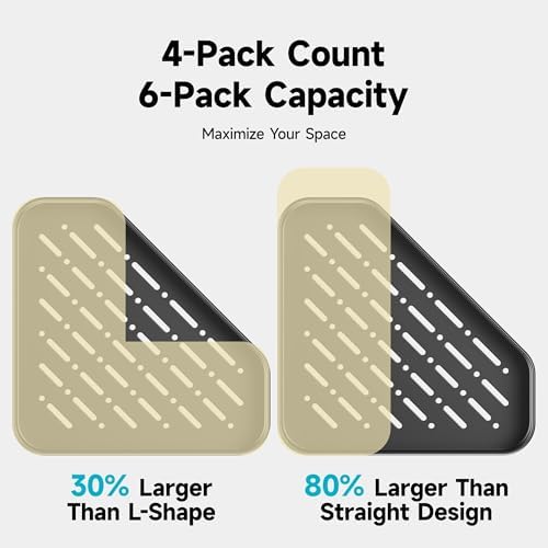Veken Aluminum Corner Shower Caddy 4-Pack, Never Rust&Large Capacity, Grey — view 6