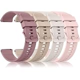 Oumida 4 Piezas Correa para 22mm Reloj Inteligente Hombre Mujer, Pulseras de Repuesto de Liberación Rápida, Correas Deportiva de Silicona (Humo Violeta/Té de Leche/Starlight/Rosa, 22mm)