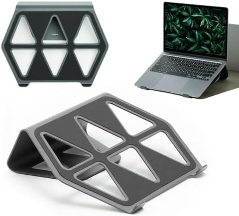 NUMIN Facet Laptop Stand Graphite | Laptop Tabletop Stand | Sturdy Rust Free Metal and Wood Design | Anti Slip leatherite Surface | Compatible for MacBook, HP, Dell, Lenovo image 3