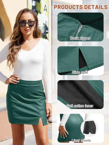 Image of We1Fit Womens Fuax Leather Skirt High Waisted Bodycon Pencil Mini Skirts with Shorts