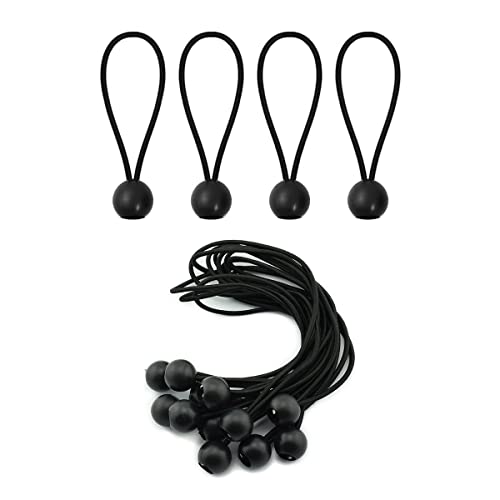 BEZANU Bungee Balls, 16 PCS Heavy Duty Tarp Bungee Cords for Camping, Tents, Cargo, Boating, Outdoor (5.9in, Black)