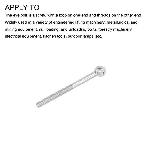 Image of METALLIXITY Shoulder Swing Lifting Bolt (M6x70mm) 5Pcs, 304 Stainless Steel Eye Bolts - for Home Renovation, Pipeline Gate Valves Fasteners, Silver