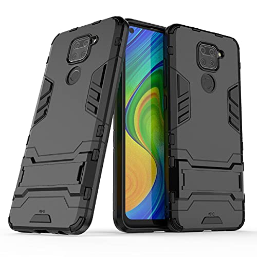 Max Power Digital Funda para móvil Xiaomi Redmi Note 9 con Soporte - Carcasa Híbrida Antigolpes Resistente Rígida Dura Doble Antichoque (Xiaomi Redmi Note 9, Negro)
