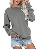 Bingerlily Womens Casual Long Sleeve Sweatshirt Crew Neck Cute Pullover Relaxed Fit Tops (Grey, Medium)