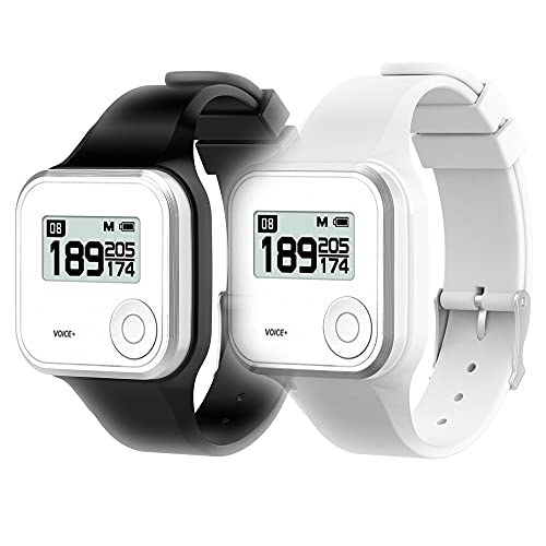 2pcs Silicone Watchband Adjustable Replacement Wristband Compatible with GolfBuddy Voice/Voice 2 Golf Rangefinder (Black_White)