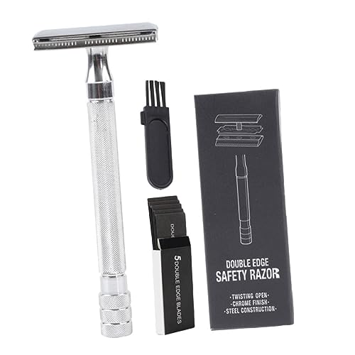 minkissy Professional Salon-style Manual Shaver Double Razor Blade Beard Trimmer Old Safety Razor Easy to Clean