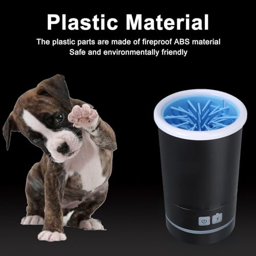 HEEPDD Lave-Pattes Chien USB Rechargeable, Nettoyeur Automatique de Pattes avec Brosse Silicone Douce pour Grands Chiens 40x13.5 cm, Solution Hygiène Entrée Maison pour Animaux (Noir)