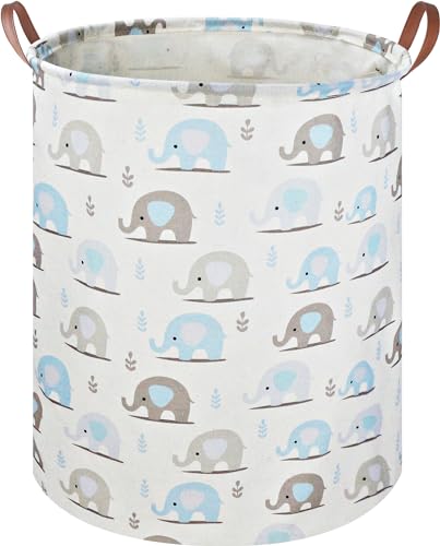 Image of NTAOHAMPER Laundry Hamper, Elephant laundry Basket, Nursery Hamper, Waterproof Storage Bin for Bedroom, Clothes Organizer Basket, Room Decor(Blue Elephant)