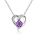 Ideal Gifts Sterling Silver and Natural Amethyst Gemstone Heart Style Necklace Pendant,18"