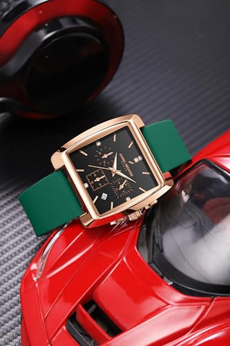 Image of Daniel Hechter Paris Alma Collection Watch for Men Premium Chronograph Watch Black Square Dial Silicone Strap, Multi-Function, Date Display Luxury