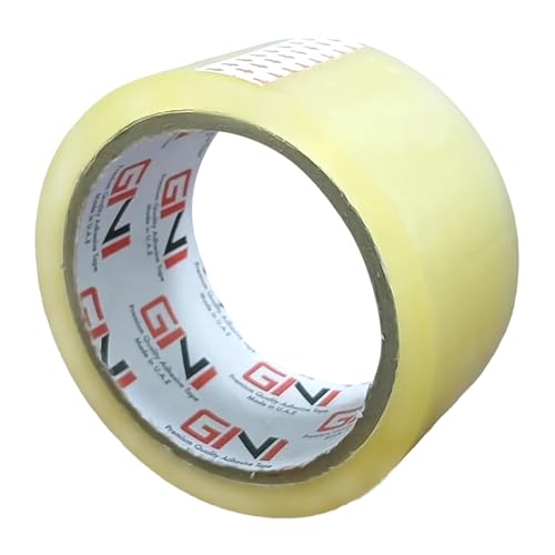 GINI Clear Packing Tape 2 Inches x 50 Yards Strong Heavy Duty Adhesive Packaging Tape for Sealing Moving Shipping Storage Parcel Boxes Office & Home Use (Pack of 1)