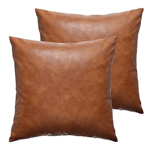 GEGELICA Faux Leather Throw Pillow Covers 18X...