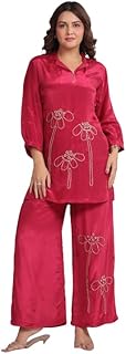 jisora Women's Pink Embroidered Russian Silk Co-ord Set-picture-36