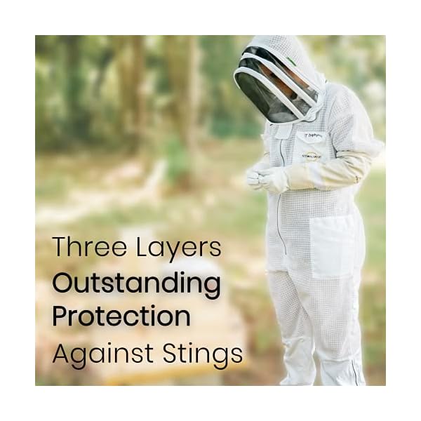 Natural Apiary® Zephyros Protect® Imker-Jacke – Weiß – Medium – (einteilig) – klarer Sicht-Zaunschleier – hält frisch… – Bild 4