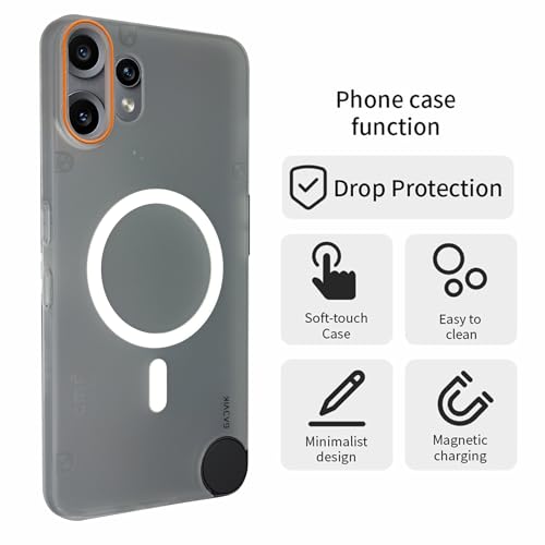 Image of Compatible for CMF by Nothing Phone 2 Pro Frosted Translucent Hard Back | Only Compatible with Wireless Magnetic Accessories | Thin and Slim Magnetic Back Cover (Clear)