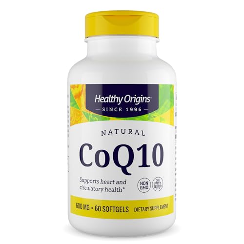 Healthy Origins® CoQ10 600 mg – Natural Trans-Isomer Ubiquinone – Yeast Fermented, Supports Heart Health & Cellular Energy – Non-GMO 60 Softgels