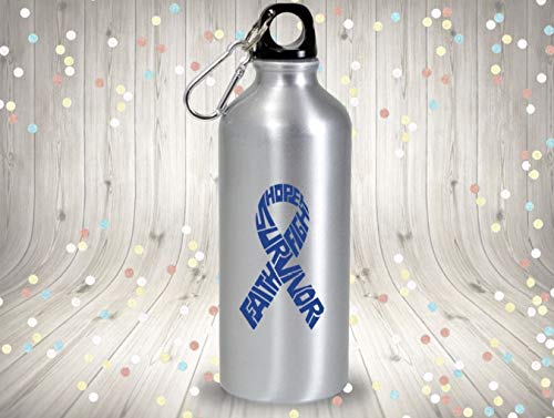 Survivor Colorectal Cancer Ribbon Decal |Blue | Made In Usa By Foxtail Decals | For Car Windows, Tablets, Laptops, Water Bottles, Etc. | 2.6 X 4.5 Inch #TOP4