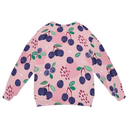 Wusikd Purple Berry Fruits Boy Girl Sweatshirt Toddler Crewneck Blueberry Pullover Sweater Long Sleeve Clothes S2