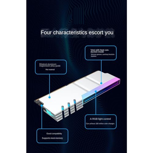 Mémoire radiateur DDR4 DDR5 ARGB pour refroidissement de RAM PC - 4