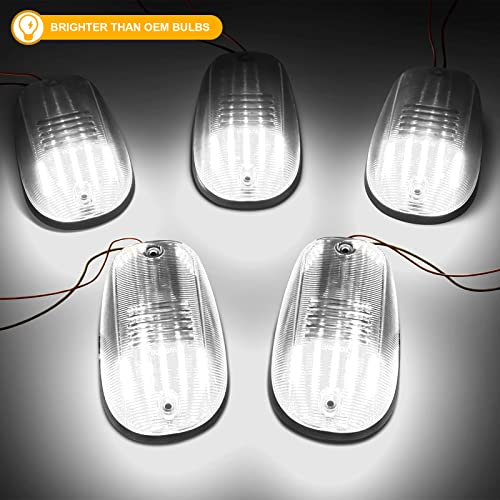 R&F Auto Led Cab Lights 5Pcs Clear Lens Cab Roof Marker Lights Compatible With Ram 1500 2500 3500 (2003-2018) Pickup Trucks Roof Running Lamps #TOP1