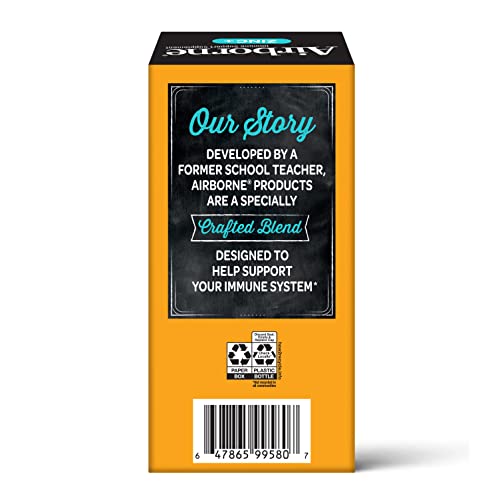 Airborne Vitamin C + Zinc Chewable Tablets, Chewable Zinc Immune Support Supplement - Non-Gmo, Gluten & Gelatin Free, No Color Added, Naturally Flavored - 32 Chewable Tablets, Orange Flavor #TOP7