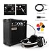Demusea 20W Watt Electric Bass Guitar Black Amplifier Portable Travel Mini Practic Amp Headphone Jack Aux Treble Middle Bass Mp3 with Cable Adapter Guitar Picks in