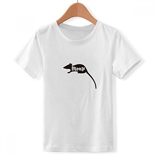 T-Shirt Blanc Souris en Noir et Blanc DIYthinker Garçon Taille M