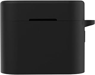 Silicone Case Compatible with Xiaomi Air 2 Earbuds, Soft Silicone Protective Case Cover, Shockproof Sleeve with Carabiner hook - Black