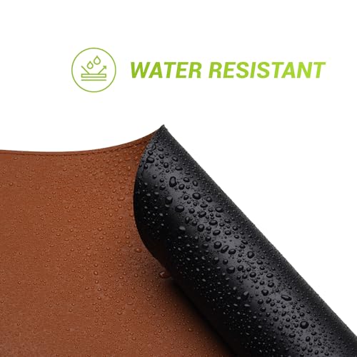 Image of Premium Vegan Leather Desk Mat, Reversible Anti-Skid Mouse Pad, 90x40cm, Dual-Side Waterproof for Gaming, Office, Work from Home (TAN & Black)
