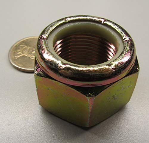 Grade 8 Zinc Yellow Chromate Plated Nylon Insert Locknuts 1"-14 Thread x 1-7/16" W x 1-3/64" H 5 Pcs