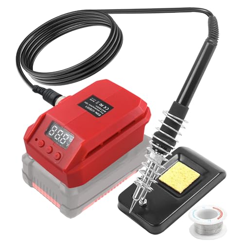 JJXNDO Lötkolben für Einhell 18V Power X-Change Li-Ionen Akku, Lötkolben Set 60W LCD Einstellbar Temperatur 180-480°C mit Ein/Aus Schalter, 50g Lötdraht, Lötkolbenständer für Einhell 18V