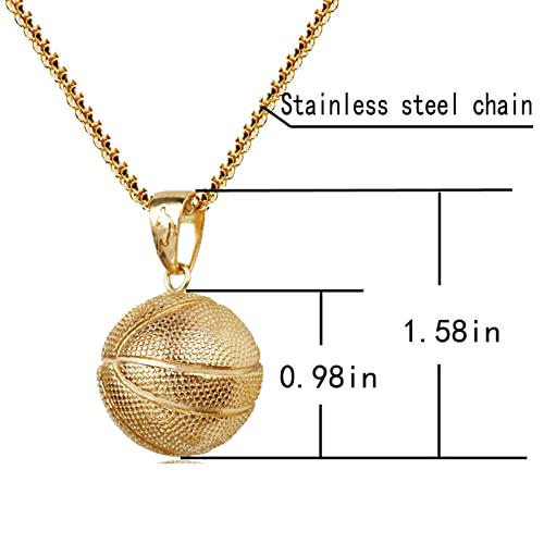Basketball Necklace For Boys Men,Basketball Chain Necklace,Basketball Pendant Necklace,Sports Hiphop Necklace,Gold Silver Chain Sports Necklace,Basketball Jewelry Gift For Basketball Players Fans #TOP2