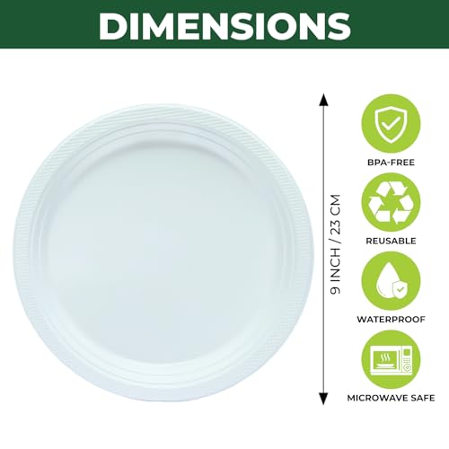 Assiettes en plastique réutilisables 22,9 cm vaisselle rigide incassable - 3