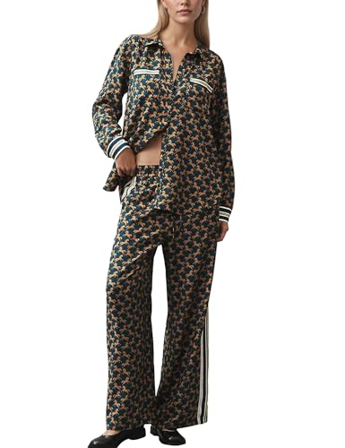 Womens Leopard Pajama Sets Cheetah Print Button Down Long Sleeve Sleepwear 2 Pieces Silk Satin Pjs Lounge Sets