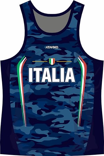 Ataviko Débardeur Italie, Gym Gym, Beach Volley Mer, Promenade, Sports d'Été, bleu, M